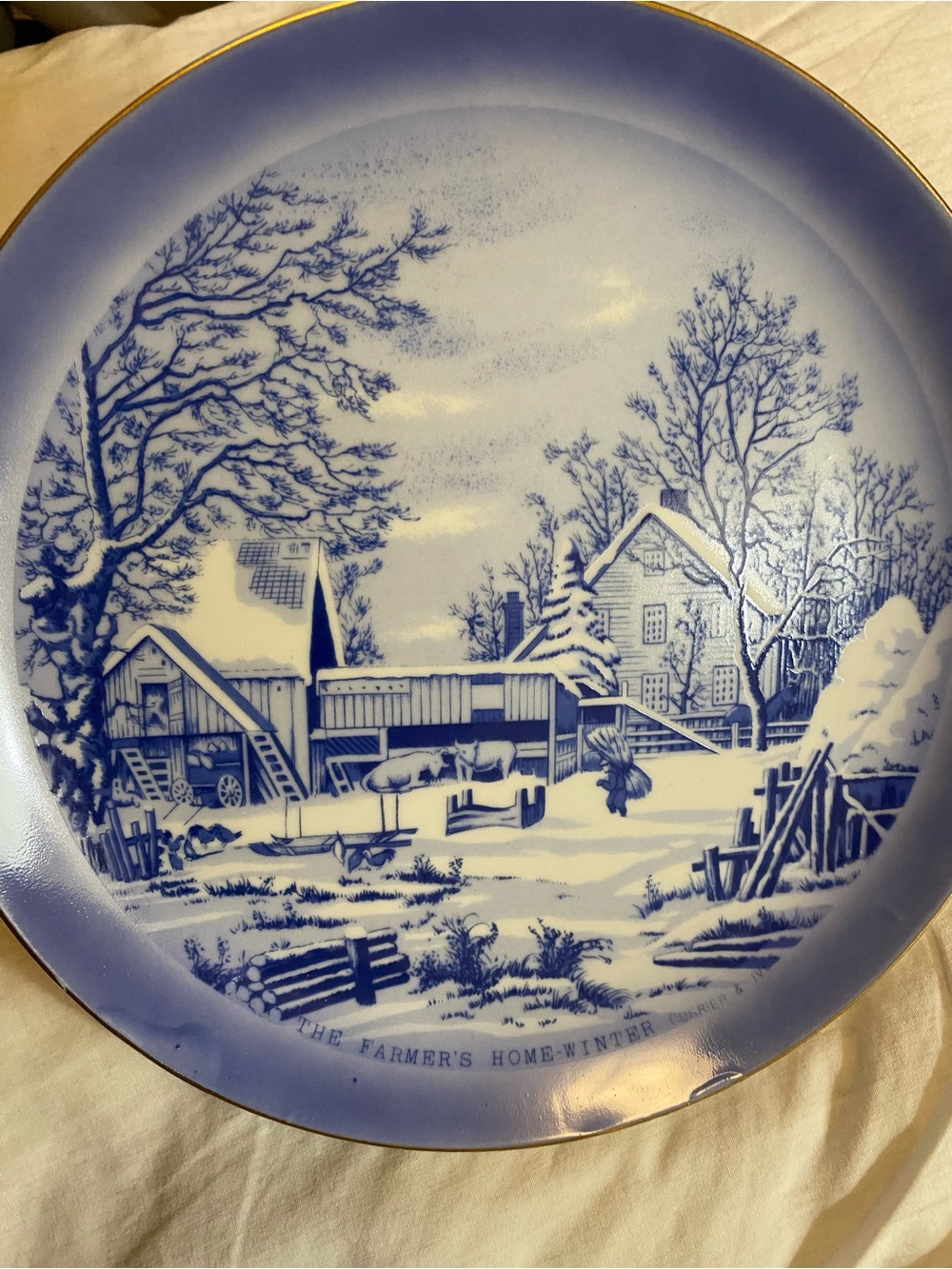 Currier & Ives Farmers Home Winter Decorative Plate